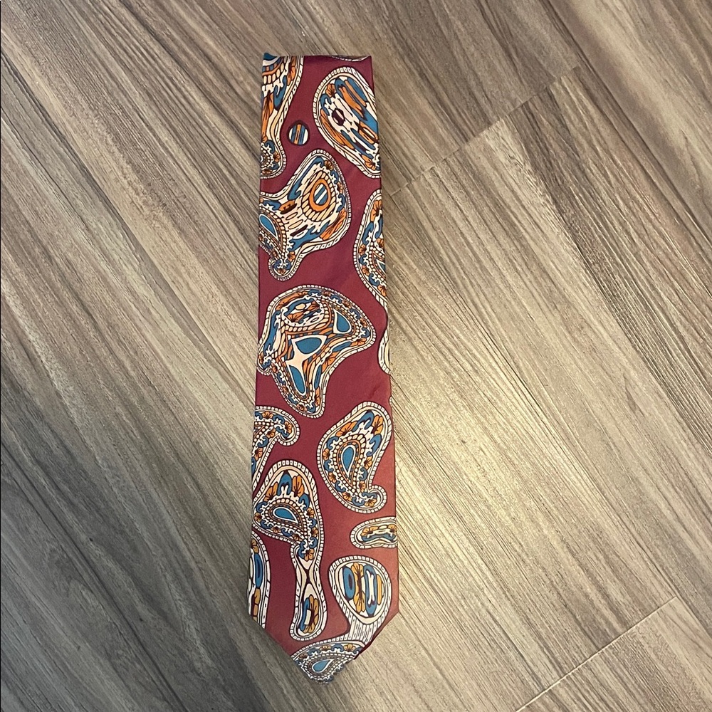 Dior Abstract Paisley Tie in Burgundy and Blue